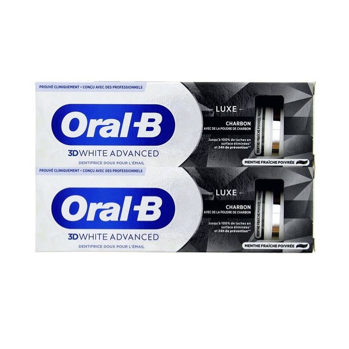 Oral-B Dentifrice 3D White Advanced Luxe Charbon 2x75ml - IllicoPharma