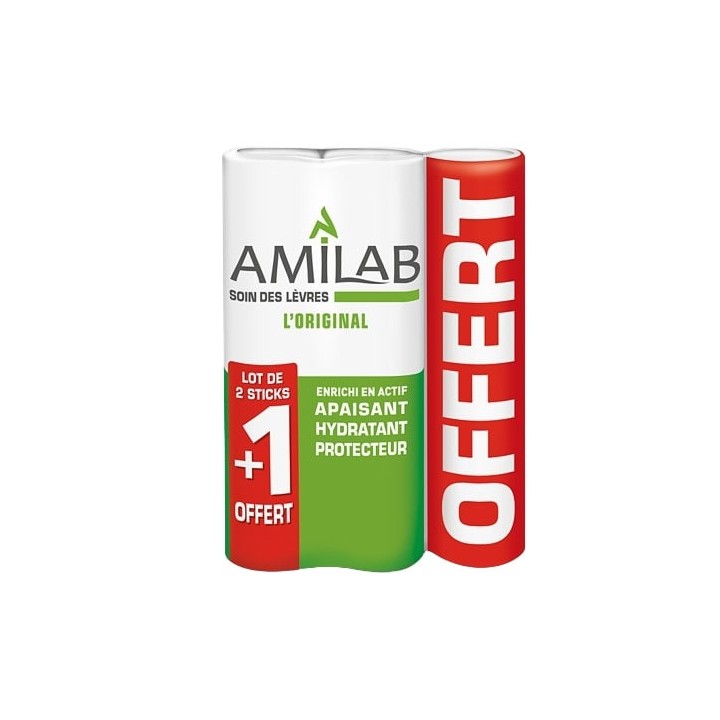 Amilab Stick Soin des Lèvres 4,7g lot 2+1 offert - IllicoPharma