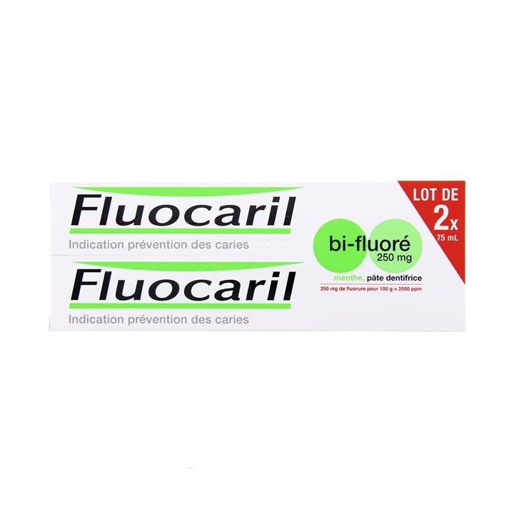 Dentifrice Bi-fluoré 250mg Pâte 2x75ml - Fluocaril - IllicoPharma