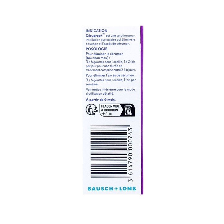 Cerudrop+ Solution Auriculaire 12ml Bausch + Lomb - IllicoPharma