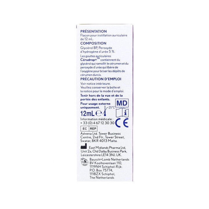 Cerudrop+ Solution Auriculaire 12ml Bausch + Lomb - IllicoPharma