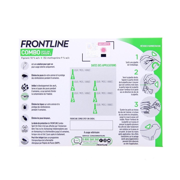 Frontline Combo Chien L (20-40kg) x6 - Frontline - Produits vétérinaires