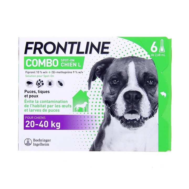 Frontline Combo Chien L (20-40kg) x6 - Frontline - Produits vétérinaires