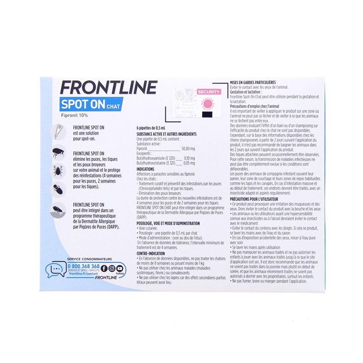 Frontline Spot-on chat x6 pipettes - Frontline - Produits vétérinaires