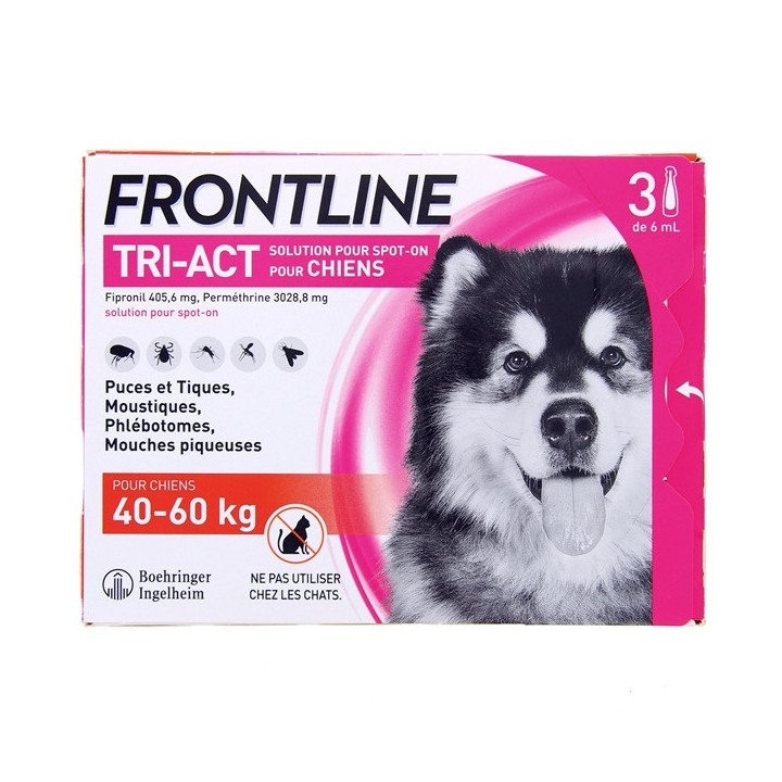 Frontline Tri-act chien XL (40 à 60kg) x3 pipettes spot on - Antiparasitaire