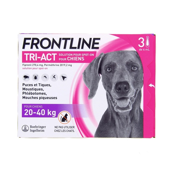 Frontline Tri-act chien L (20 à 40kg) x3 pipettes spot on - Antiparasitaire