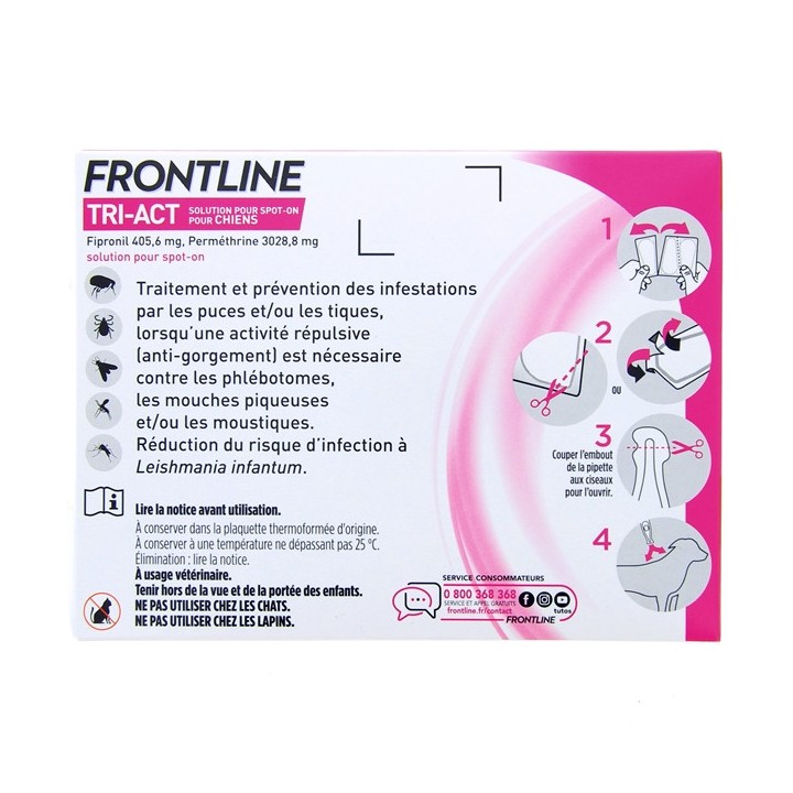 Frontline Tri-act chien XL (40 à 60kg) x6 pipettes spot on - Antiparasitaire