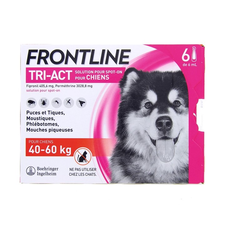 Frontline Tri-act chien XL (40 à 60kg) x6 pipettes spot on - Antiparasitaire