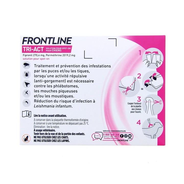 Frontline Tri-act chien L (20 à 40kg) x6 pipettes spot on - Antiparasitaire