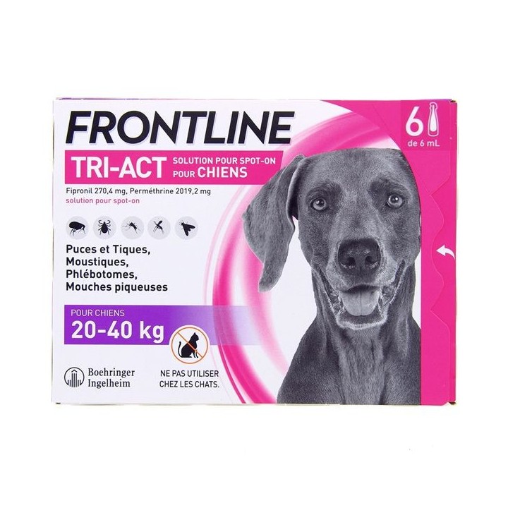 Frontline Tri-act chien L (20 à 40kg) x6 pipettes spot on - Antiparasitaire