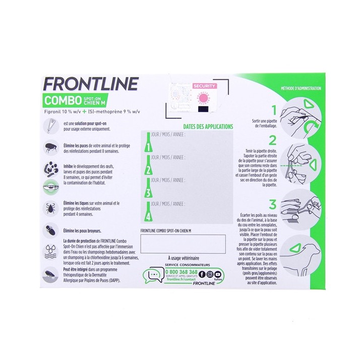 Frontline Combo chien M (10-20kg) x6 - Frontline - Produits vétérinaires