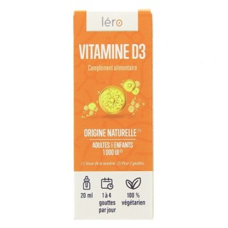 Léro Vitamine D3 - Flacon Gouttes 20ml - Adultes & Enfants - IllicoPharma