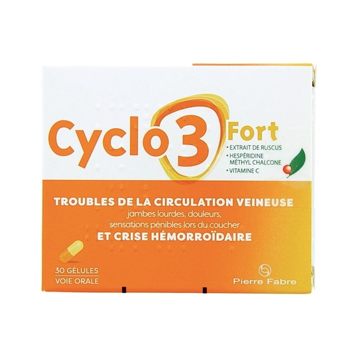 Cyclo 3 Fort 30 Gélules, Jambes lourdes, varices, e-Pharmacie IllicoPharma