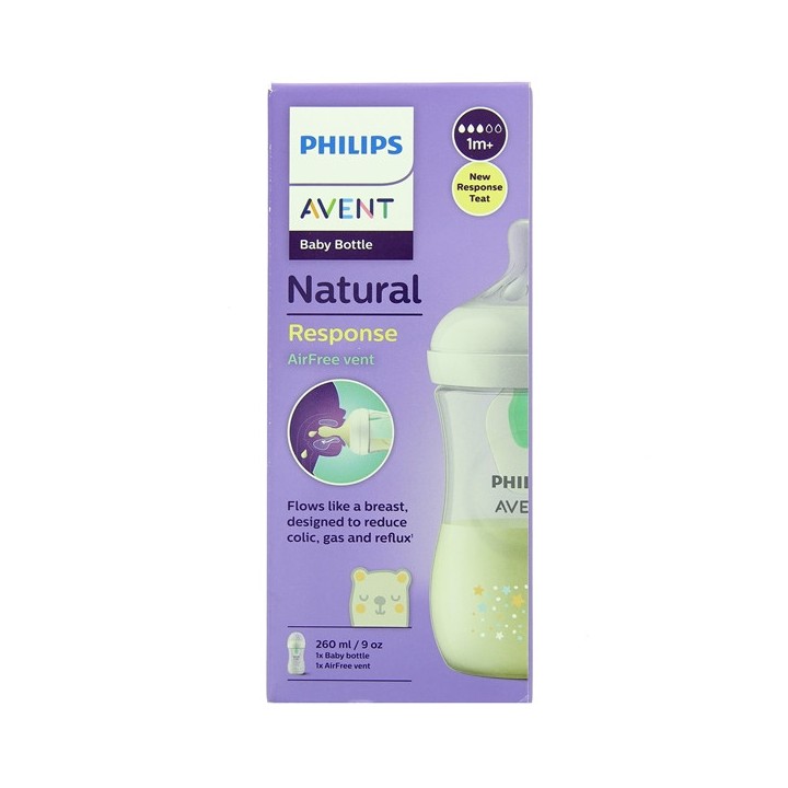 Biberon Natural Response AirFree 1m+ Nounours 260ml Avent - IllicoPharma