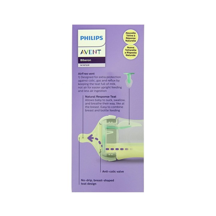 Biberon Natural Response AirFree 1m+ Éléphant 260ml Avent - IllicoPharma