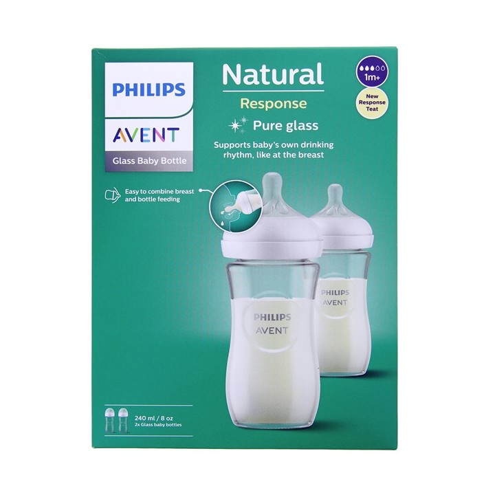 Biberon en verre Natural Response 1m+ 2x240ml - Avent - IllicoPharma