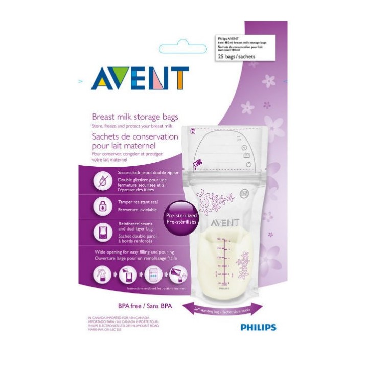 Sachets de Conservation de Lait Maternel 25x180ml Avent - IllicoPharma