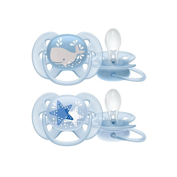 Sucettes Ultra Soft 6-18m x2 Beu Avent - Pharmacie en ligne IllicoPharma