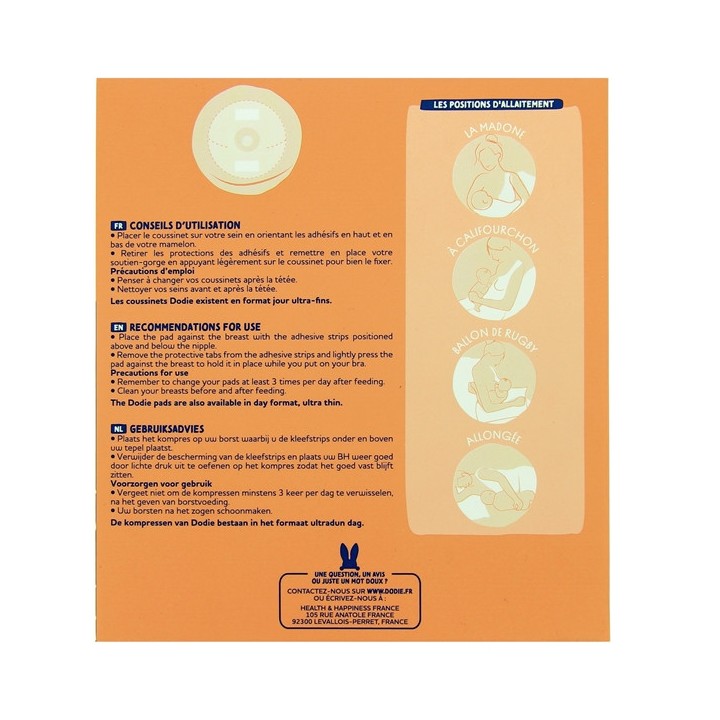 Coussinets d'Allaitement Ultra-Absorbants Nuit - Boîte de 30 - Dodie - IllicoPharma