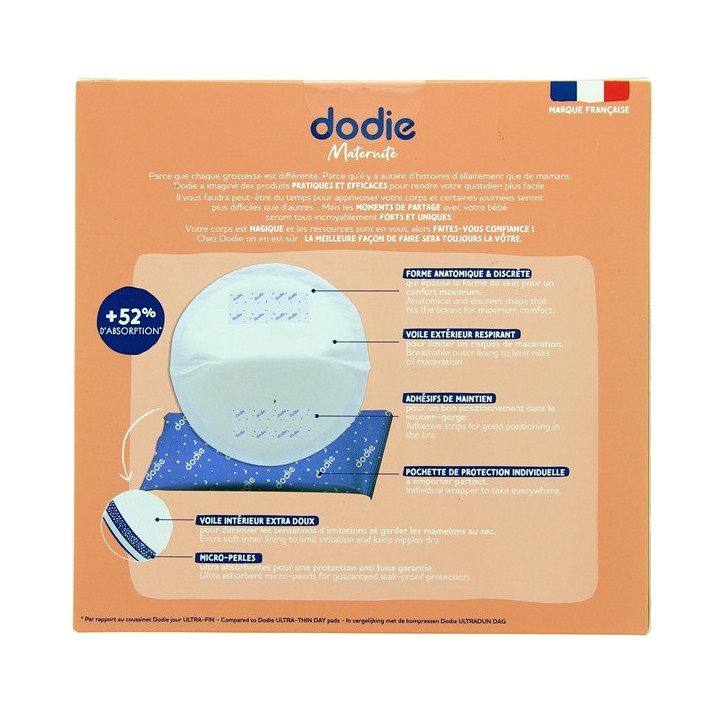 Coussinets d'Allaitement Ultra-Absorbants Nuit - Boîte de 30 - Dodie - IllicoPharma
