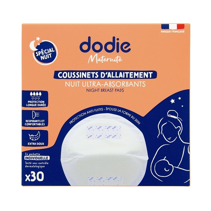 Coussinets d'Allaitement Ultra-Absorbants Nuit - Boîte de 30 - Dodie - IllicoPharma