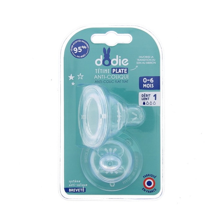Tétines Plates Anti-colique Débit 1 Dodie - IllicoPharma