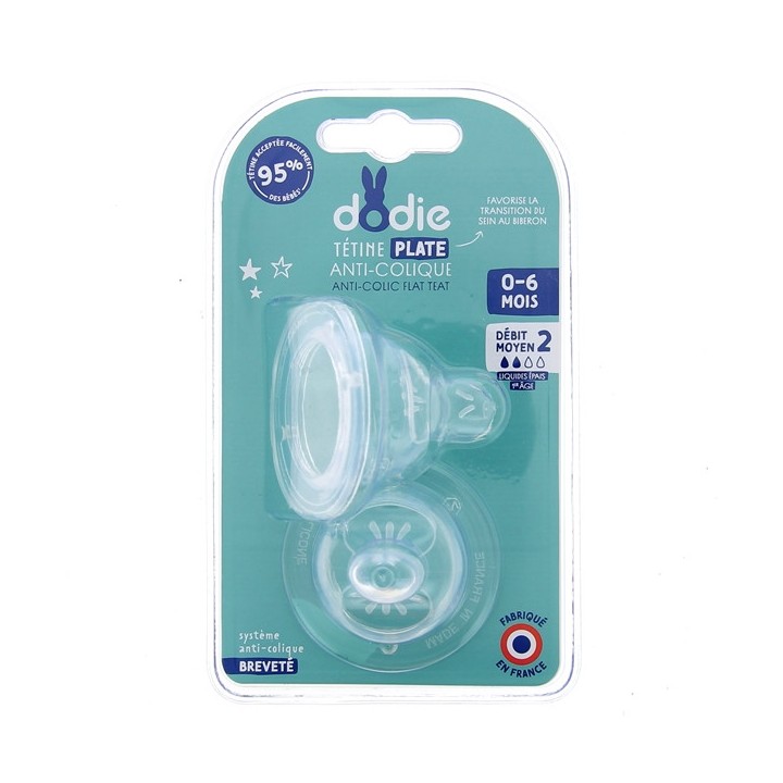 Tétines Plates Anti-colique Débit 2 Dodie - IllicoPharma