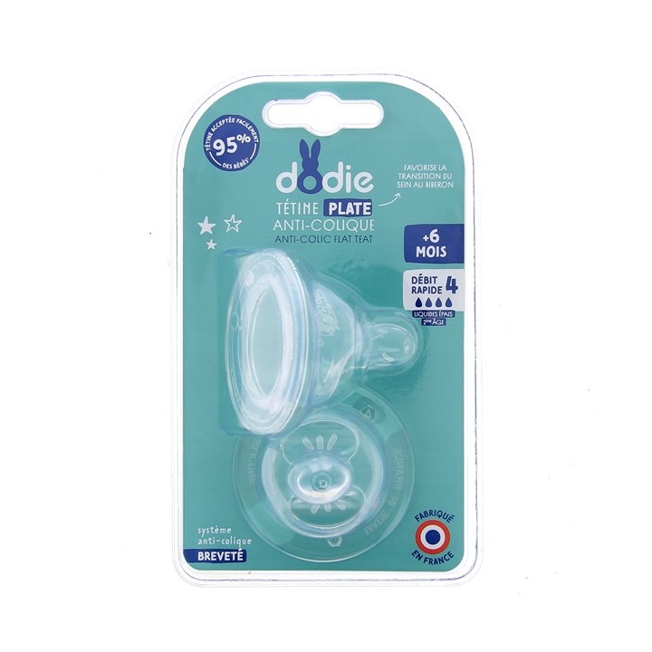 Tétines Plates Anti-Colique Débit 4 - Dodie - IllicoPharma