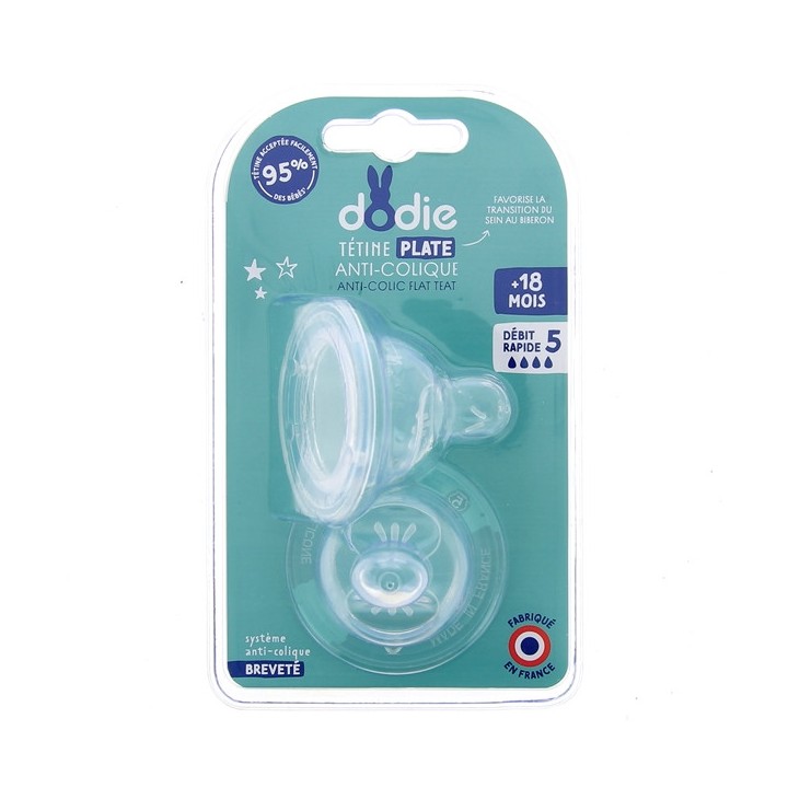 Tétines Plates Anti-Colique Débit 5 - Dodie - IllicoPharma