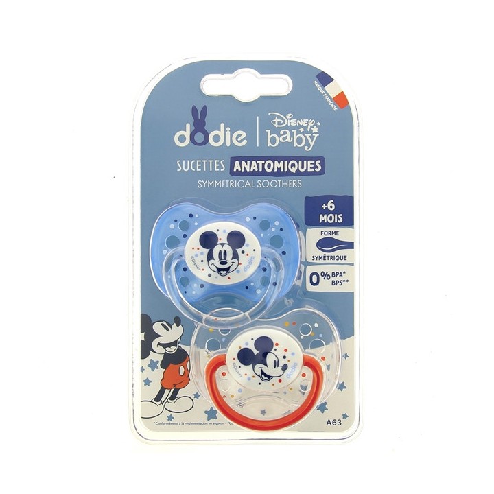 Sucettes anatomiques +6 mois Mickey x2 Dodie - Pharmacie en ligne IllicoPharma
