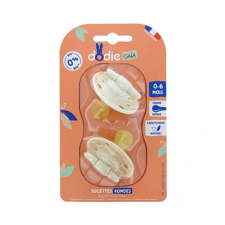 Sucettes rondes caoutchouc 0-6 mois Grain de Sable x2 - Dodie - IllicoPharma