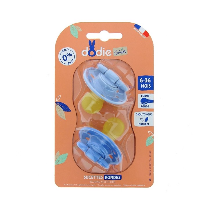 Sucettes rondes caoutchouc 6-36 mois Ciel Étoilé x2 - Dodie - IllicoPharma