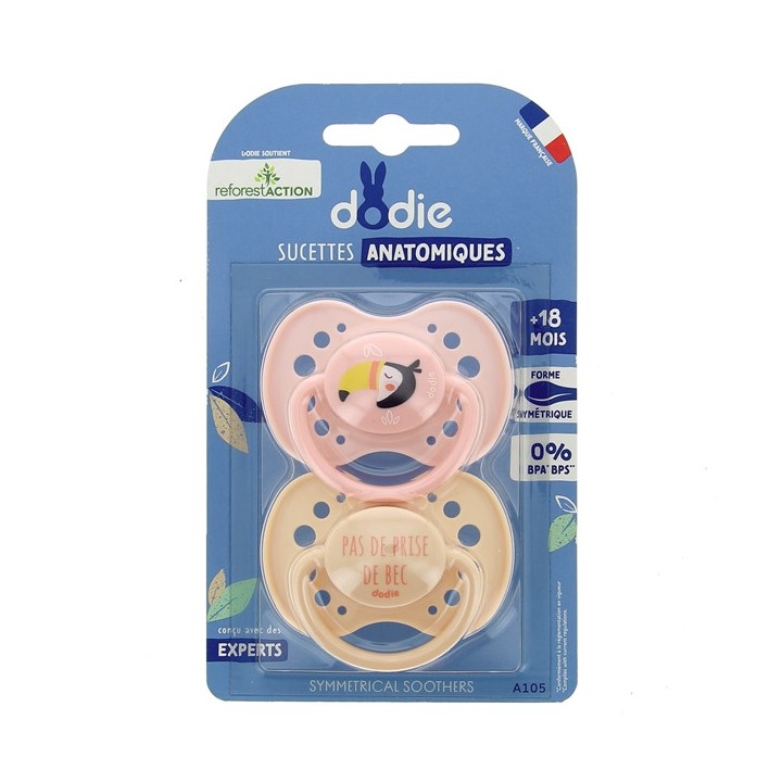 Sucettes Anatomiques +18 mois Toucan x2 Dodie - IllicoPharma