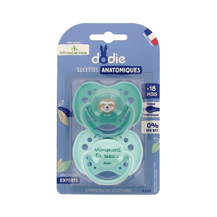 Sucettes Anatomiques +18 mois Paresseux x2 - Dodie - IllicoPharma