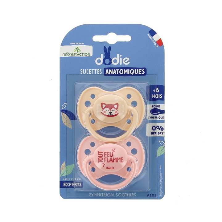 Sucettes Anatomiques +6 mois Panda Roux x2 - Dodie - IllicoPharma