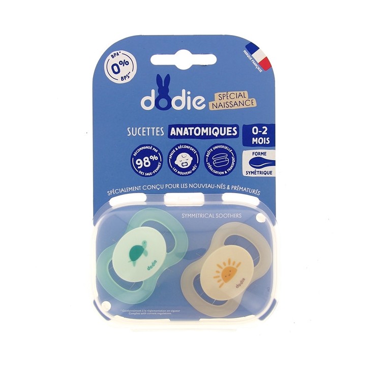 Sucettes Anatomiques Naissance 0-2 mois Bébé Tortue x2 - Dodie - IllicoPharma