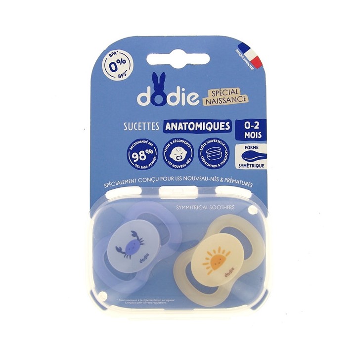 Sucettes Anatomiques Naissance 0-2 mois Mini Crabe x2 - Dodie - IllicoPharma