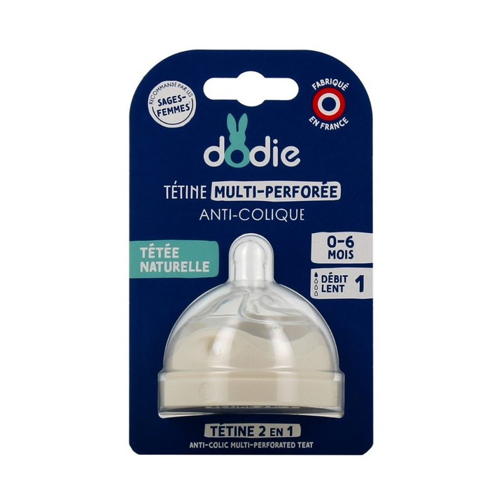 Tétine Multi-Perforée Anti-Colique Débit 1 - Dodie - IllicoPharma
