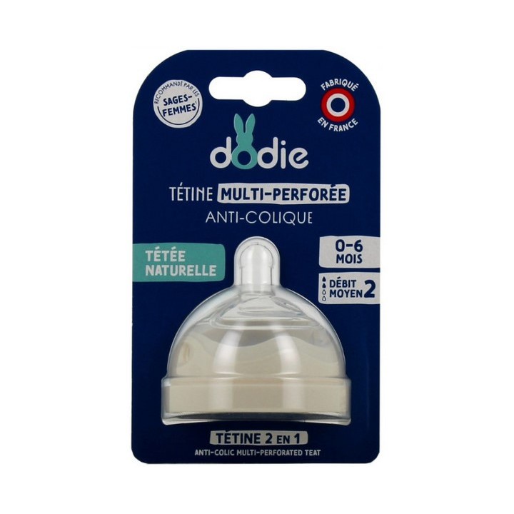 Tétine Multi-Perforée Anti-Colique Débit 2 - Dodie - IllicoPharma