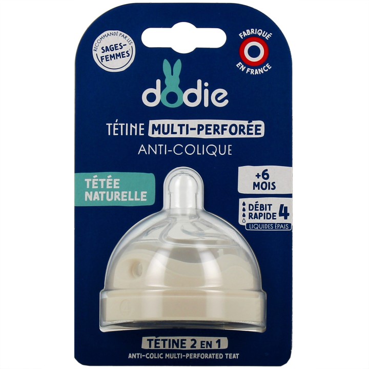 Tétine Multi-Perforée Anti-Colique Débit 4 Liquide Épais - Dodie - IllicoPharma