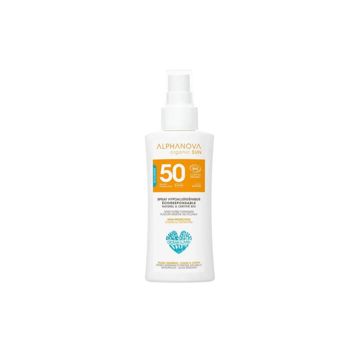 Spray Solaire Hypoallergénique SPF50 Format Voyage 90g - Alphanova - IllicoPharma