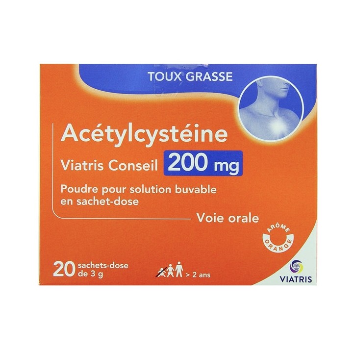 Acetylcysteine Viatris Conseil 200mg x20 sachets-doses - IllicoPharma