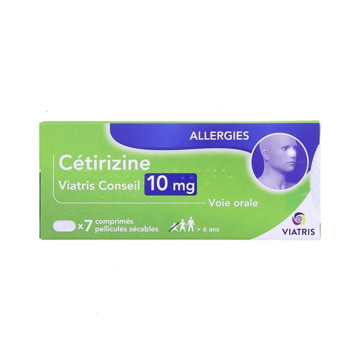 Cetirizine Viatris Conseil 10mg x7cpr Viatris - Allergies - IllicoPharma