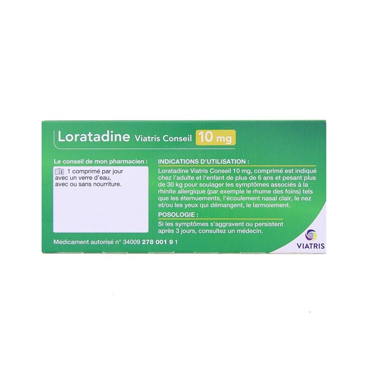 Loratadine Viatris Conseil 10mg x7cpr Viatris - IllicoPharma