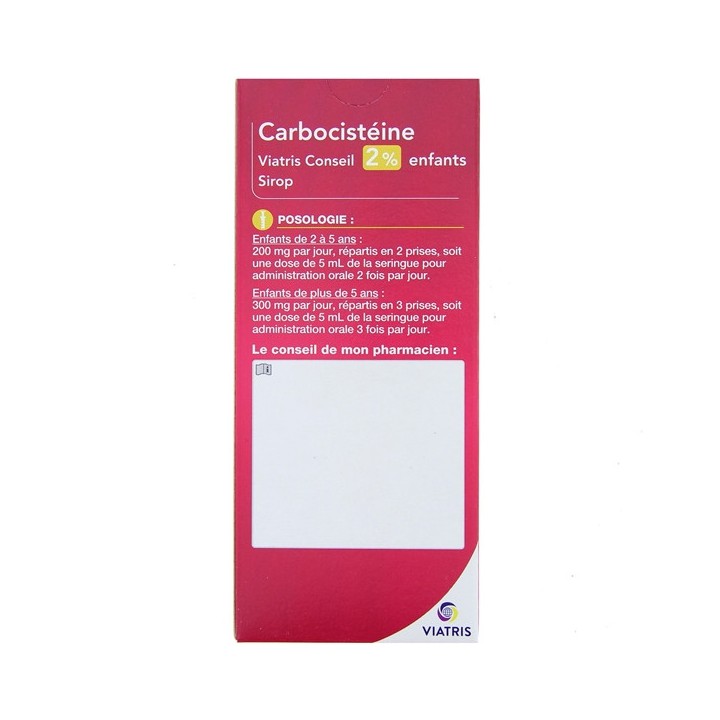 Carbocisteine Viatris Conseil 2% enfants Sirop 125ml Viatris - IllicoPharma