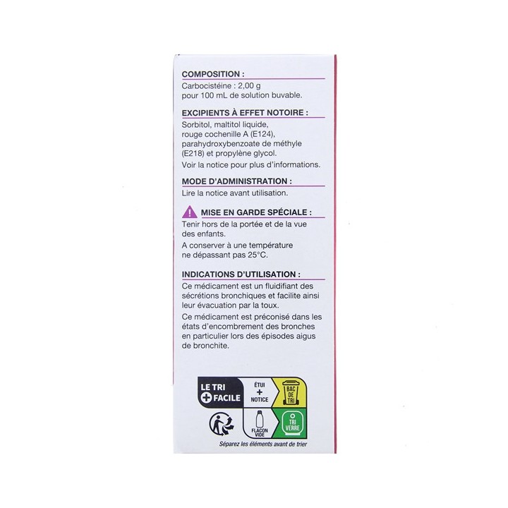 Carbocisteine Viatris Conseil 2% Enfants Sirop Sans Sucre 125ml Viatris - IllicoPharma
