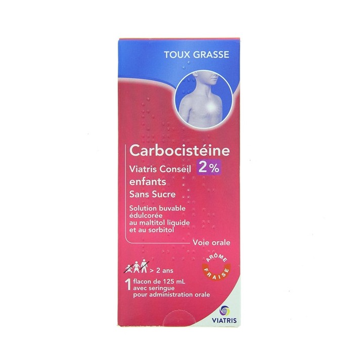 Carbocisteine Viatris Conseil 2% Enfants Sirop Sans Sucre 125ml Viatris - IllicoPharma