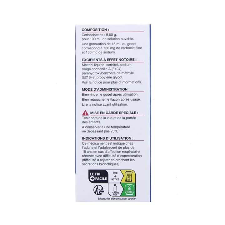 Carbocisteine Viatris Conseil 5% Adultes Sirops Sans Sucre 200ml Viatris - IllicoPharma