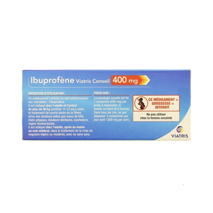 Ibuprofène 400mg x12cpr pelliculés - Viatris - Pharmacie en ligne IllicoPharma