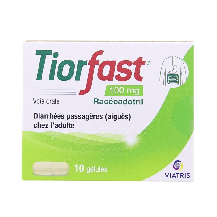 Tiorfast 100mg x10 gélules - Viatris - Diarrhée - Pharmacie en ligne IllicoPharma